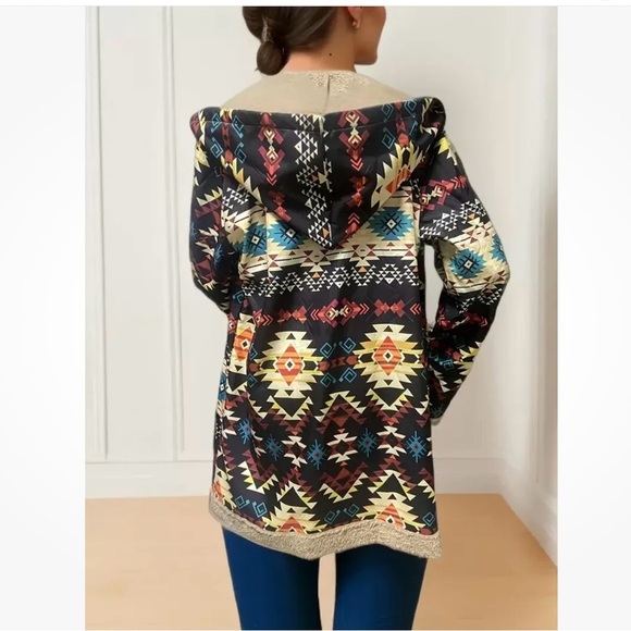 Women's Geometric Aztec Southwestern Print Jacket size X-Large - Picture 2 of 10